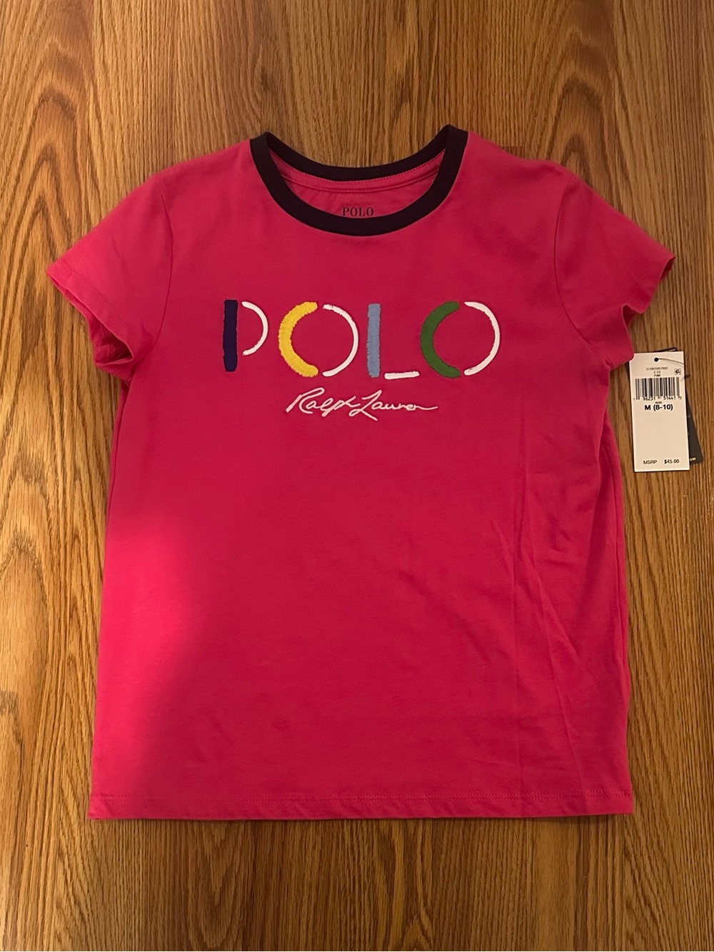 Polo Ralph Lauren Girls Pink Logo Cotton Jersey Tee Size M(8-10)